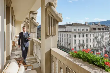 Swiss Deluxe Hotels Mandarin Oriental Savoy Zurich Zurich Rooms Suites Presidential Suite Balcony Staff