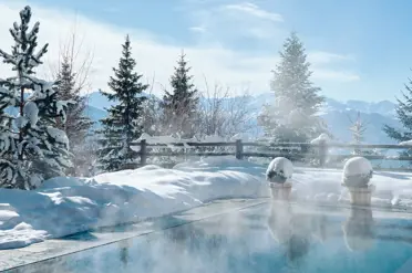 Lecrans Hotel Spa Crans Montana Pool View Winter