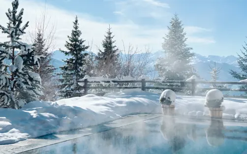 Lecrans Hotel Spa Crans Montana Pool View Winter