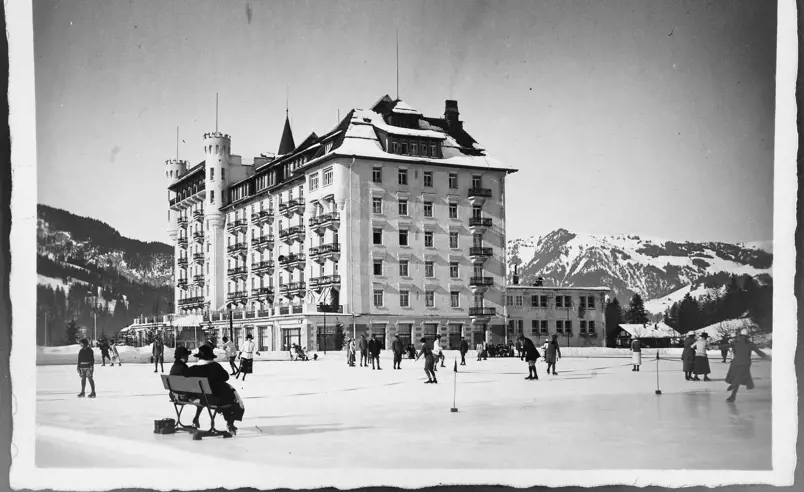 Swiss Deluxe Hotels Stories Summer 2021 Superstars Princesses And A Pink Panther 04 Copyright Gstaad Palace History Ice Rink Sw Ecirgb T140