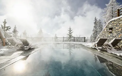 Lecrans Hotel Spa Crans Montana Heated Outdoor Pool Winter
