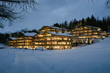 Guarda Golf Hotel Residences Crans Montana Winter Night Hotel Exterior